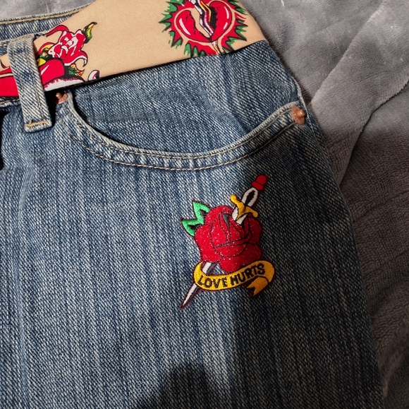 Handmade Jean Purse/ Beach Bag/ Tattoo Print with Mom/ Great for Beach! - Picture 2 of 4